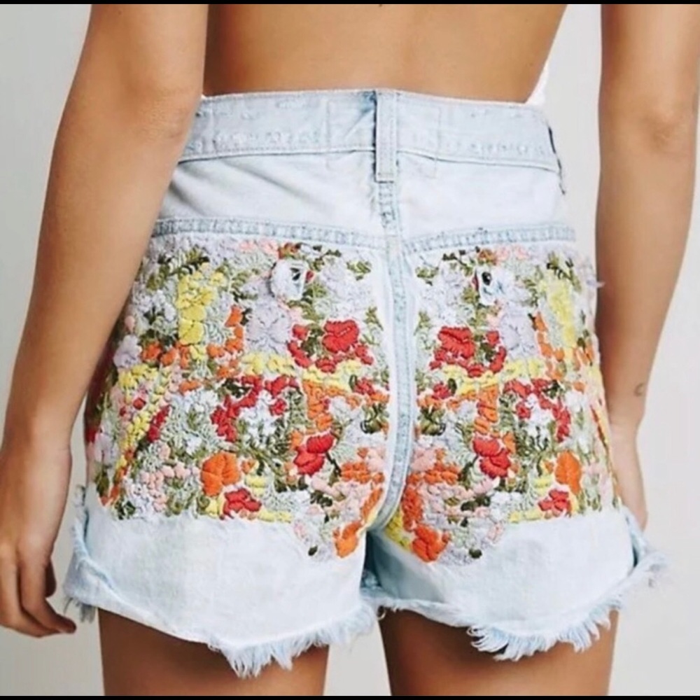 FREE PEOPLE Elsa High Rise Denim Cutoffs Shorts